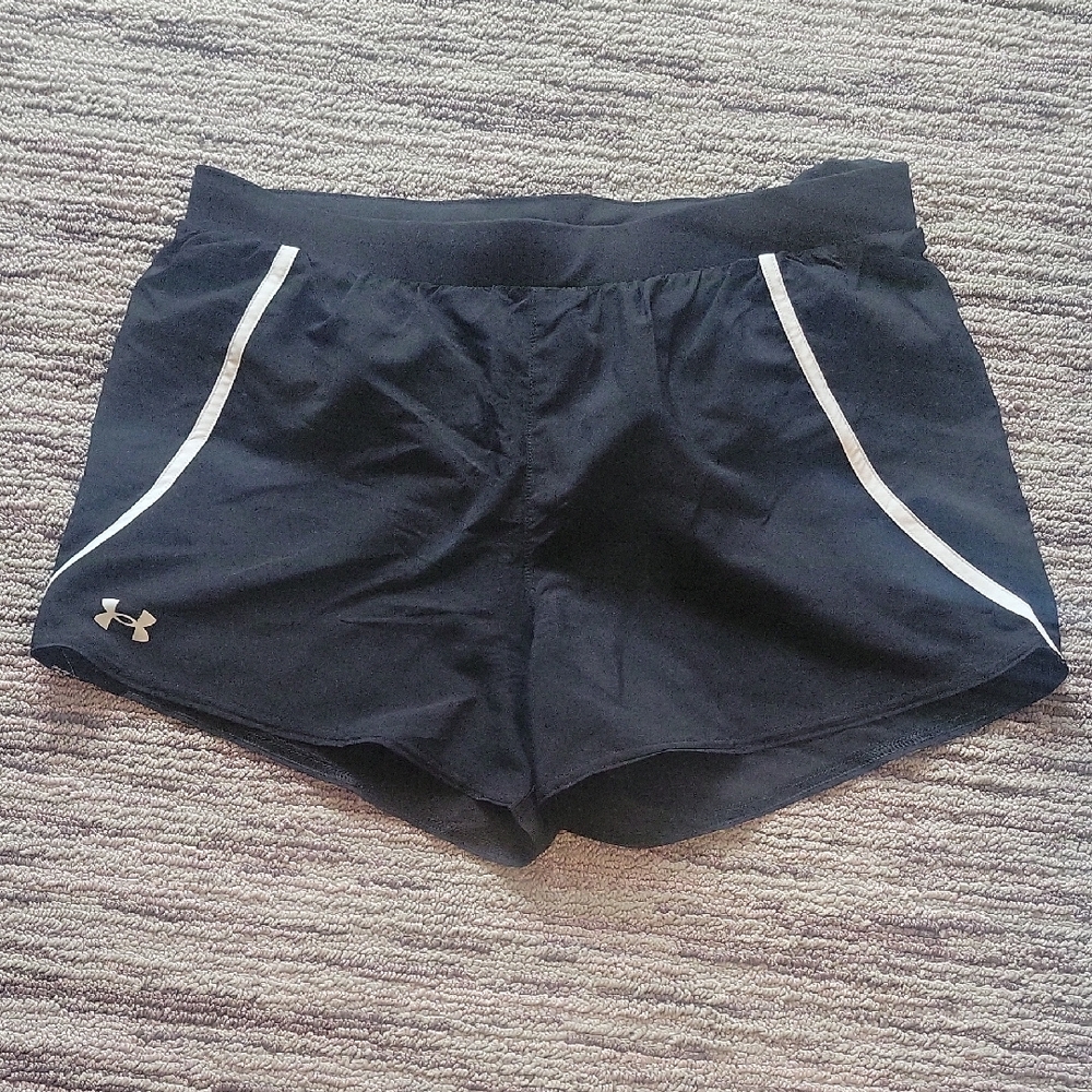 Under Armour Women's Black Athletic Shorts with White Trim